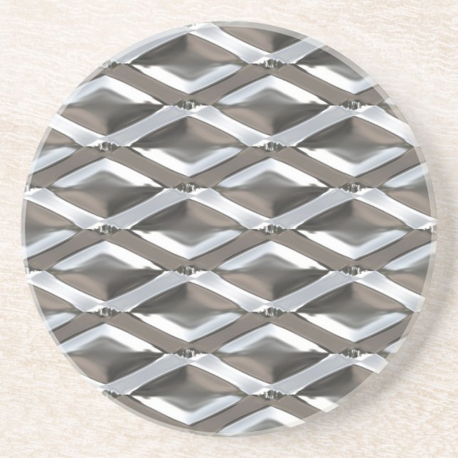 Seamless Diamond Shaped Chrome Plated Metal Coaster (Front)