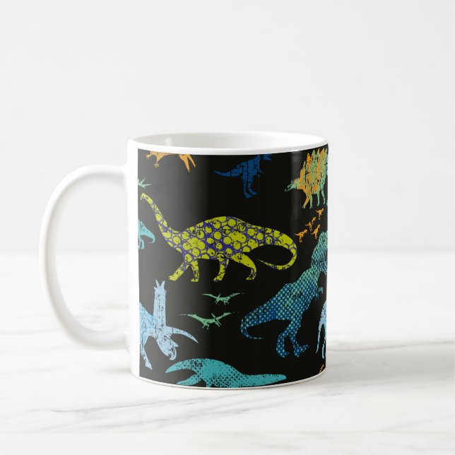Seamless Dino pattern. Original design with t-rex, Coffee Mug (Left)