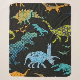 Seamless Dino pattern. Original design with t-rex, Sherpa Blanket