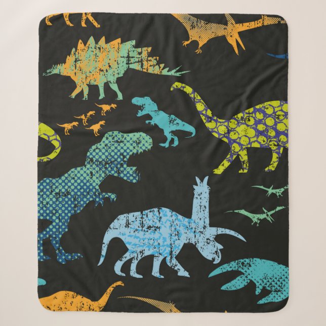 Seamless Dino pattern. Original design with t-rex, Sherpa Blanket (Front)