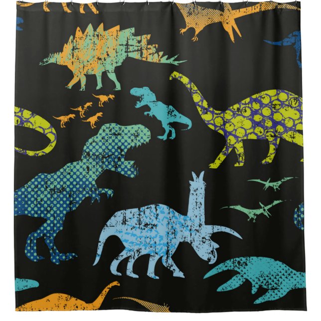 Seamless Dino pattern. Original design with t-rex, Shower Curtain (Front)