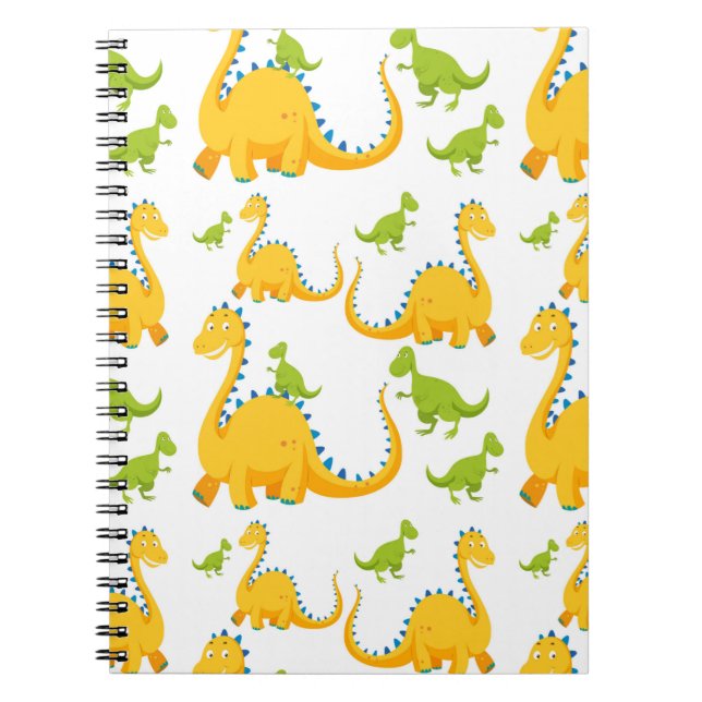 seamless dinosaurs illustration pattern colourful notebook (Front)
