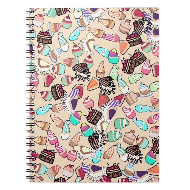 Seamless doodle cake pattern pattern. Hand drawn b Notebook (Front)