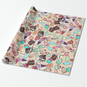 Seamless doodle cake pattern pattern. Hand drawn b Wrapping Paper