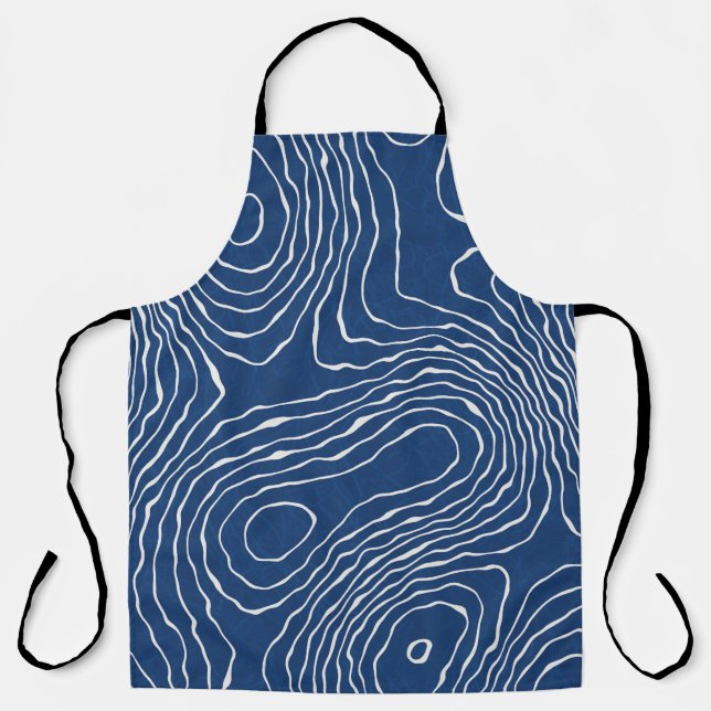 Seamless earth line topographic map organic patter apron (Front)