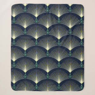 Seamless elegant geometric pattern. Blue Art Deco. Sherpa Blanket