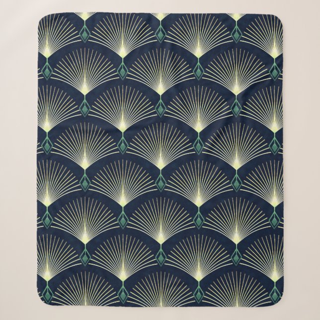 Seamless elegant geometric pattern. Blue Art Deco. Sherpa Blanket (Front)