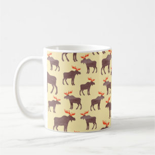 Seamless elk pattern. Vintage watercolor moose sil Coffee Mug