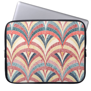 Seamless embroidered pattern. Wavy bohemian print. Laptop Sleeve