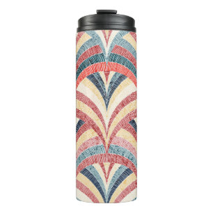 Seamless embroidered pattern. Wavy bohemian print. Thermal Tumbler
