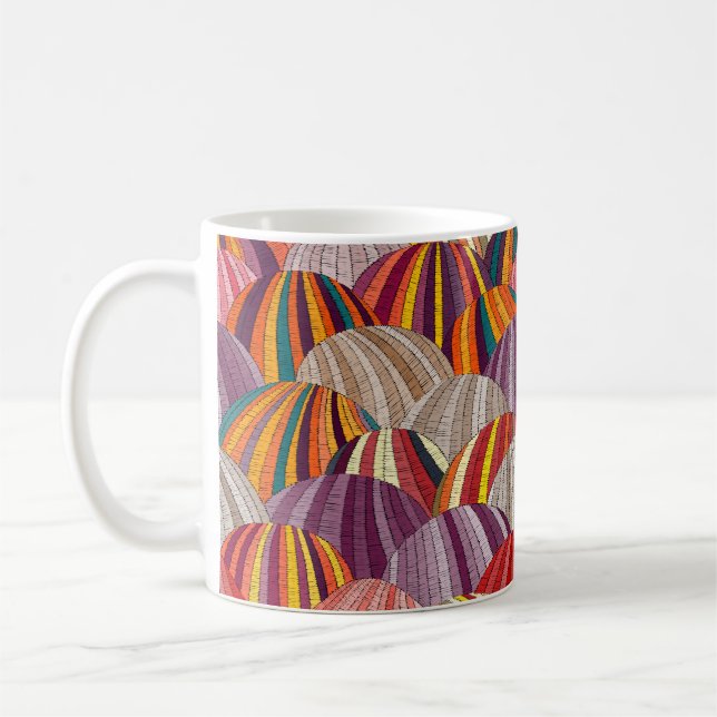 Seamless embroidered wavy pattern. Sown meadows an Coffee Mug (Left)