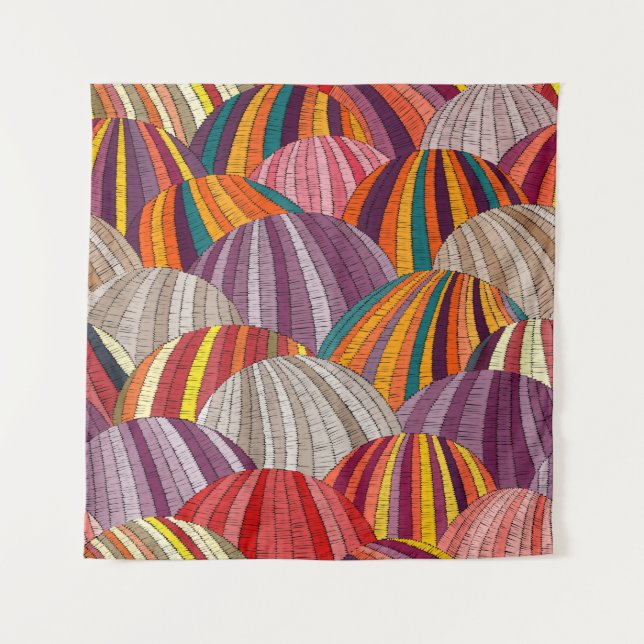Seamless embroidered wavy pattern. Sown meadows an Tapestry (Front)