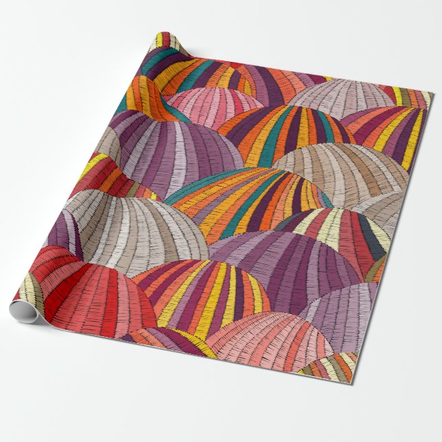Seamless embroidered wavy pattern. Sown meadows an Wrapping Paper (Unrolled)