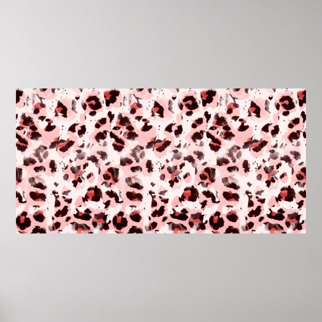 Seamless Endless Hand Drawn Watercolor Leopard Ani Poster (Front)