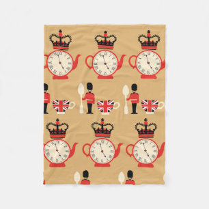 seamless english tea time pattern fleece blanket