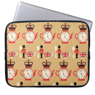 seamless english tea time pattern laptop sleeve