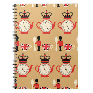 seamless english tea time pattern notebook