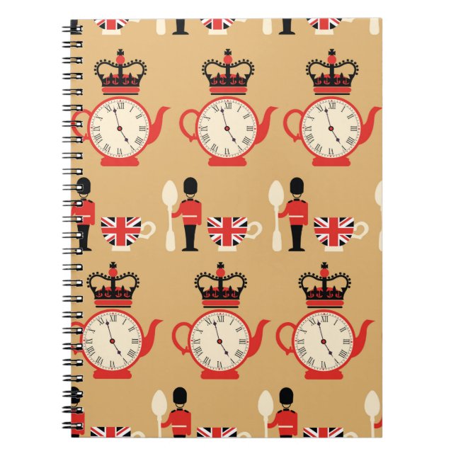 seamless english tea time pattern notebook (Front)