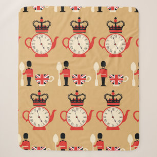 seamless english tea time pattern sherpa blanket