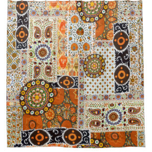 Seamless ethnic abstract digital pattern shower curtain