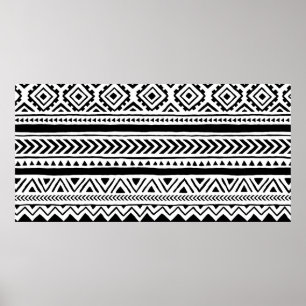 Seamless ethnic and tribal pattern. Handmade. Hori Poster