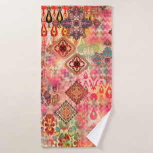 Seamless Ethnic beautiful pattern on Abstract digi Bath Towel