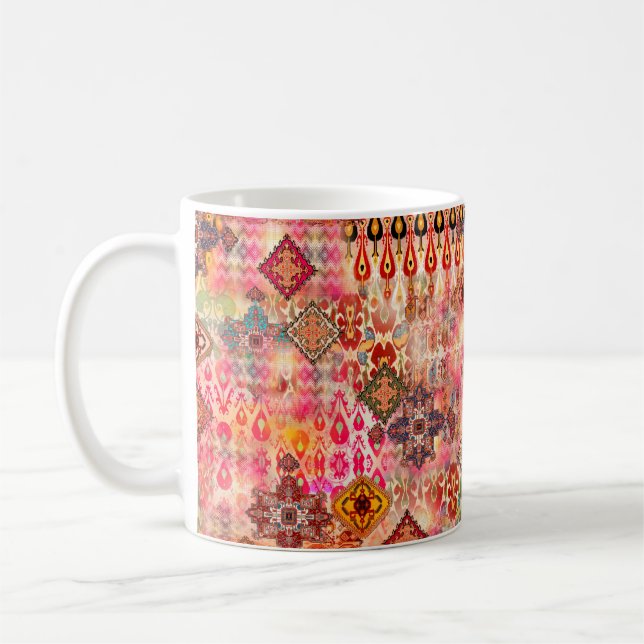 Seamless Ethnic beautiful pattern on Abstract digi Coffee Mug (Left)