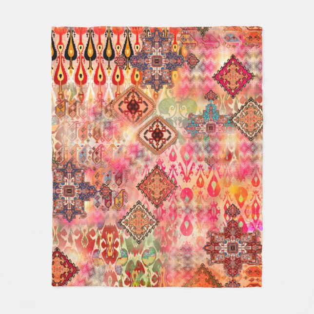 Seamless Ethnic beautiful pattern on Abstract digi Fleece Blanket (Front)