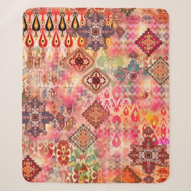 Seamless Ethnic beautiful pattern on Abstract digi Sherpa Blanket (Front)