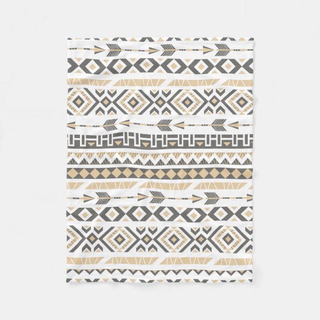 Seamless ethnic beige pattern. illustration fleece blanket (Front)