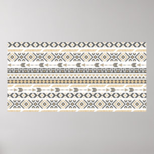 Seamless ethnic beige pattern. illustration poster