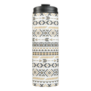 Seamless ethnic beige pattern. illustration thermal tumbler