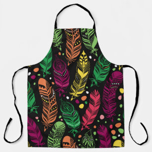Seamless ethnic feathers, vibrant pattern. apron