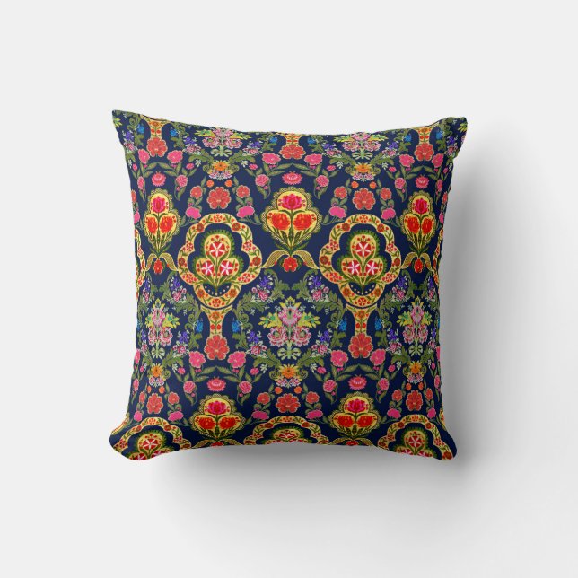 Seamless ethnic mughal floral pattern cushion (Front)