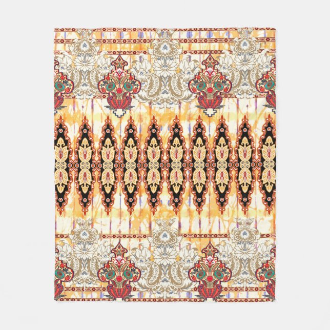 Seamless ethnic mughal floral pattern fleece blanket (Front)