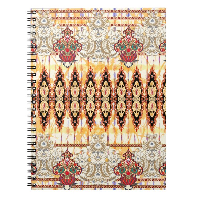 Seamless ethnic mughal floral pattern notebook (Front)