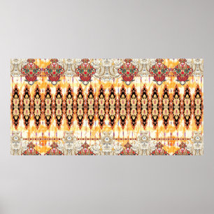 Seamless ethnic mughal floral pattern poster
