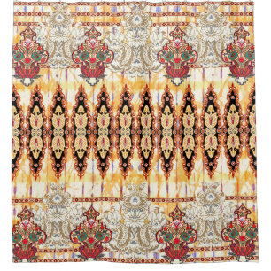 Seamless ethnic mughal floral pattern shower curtain
