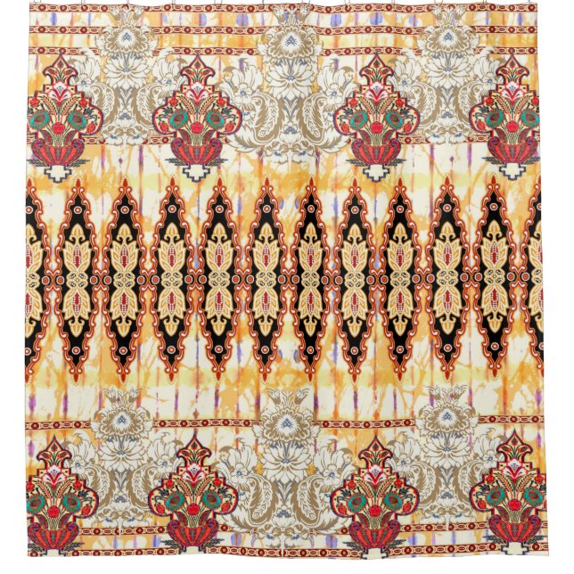 Seamless ethnic mughal floral pattern shower curtain (Front)