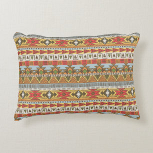 Seamless ethnic pattern in bright colours decorative cushion