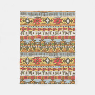 Seamless ethnic pattern in bright colours fleece blanket