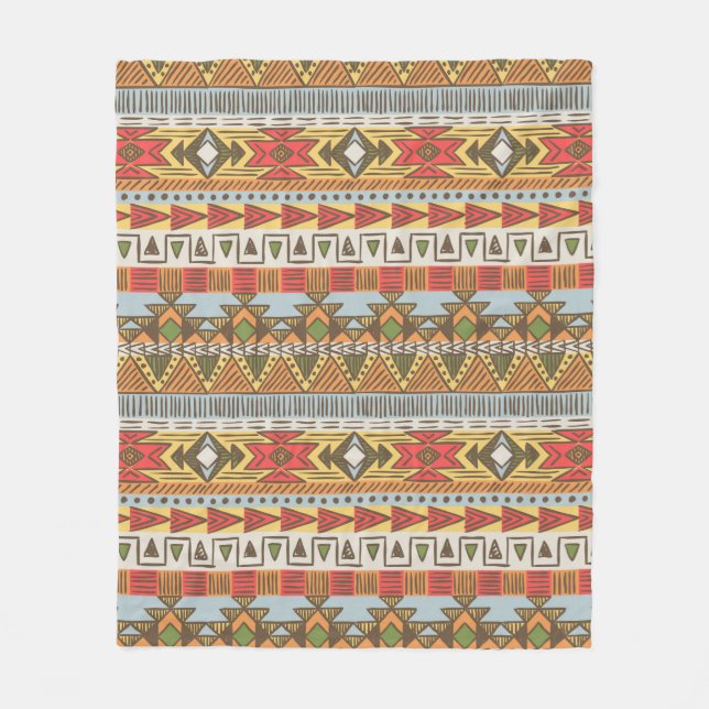 Seamless ethnic pattern in bright colours fleece blanket (Front)
