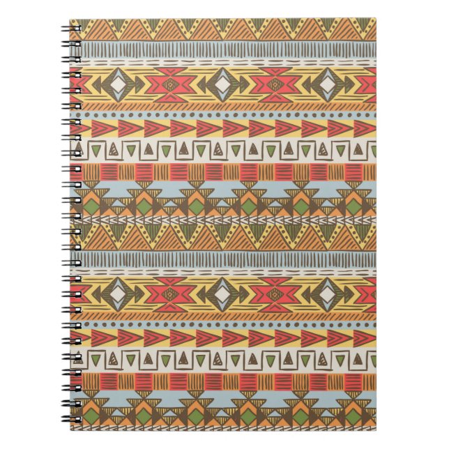 Seamless ethnic pattern in bright colours notebook (Front)