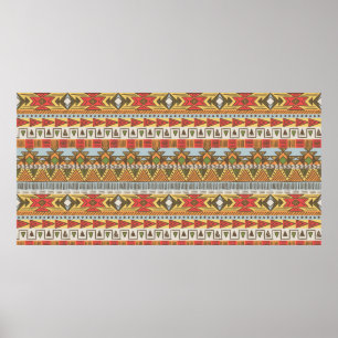 Seamless ethnic pattern in bright colours poster