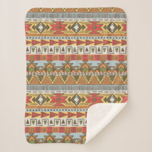 Seamless ethnic pattern in bright colours sherpa blanket