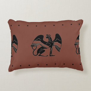 Seamless ethnic pattern with fantastic winged sphi decorative cushion