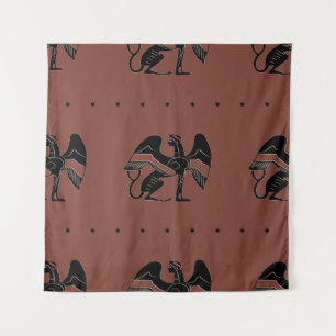 Seamless ethnic pattern with fantastic winged sphi tapestry