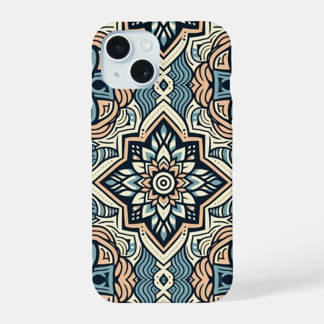 Seamless Ethnic Tile Pattern iPhone 15 Case (Back)