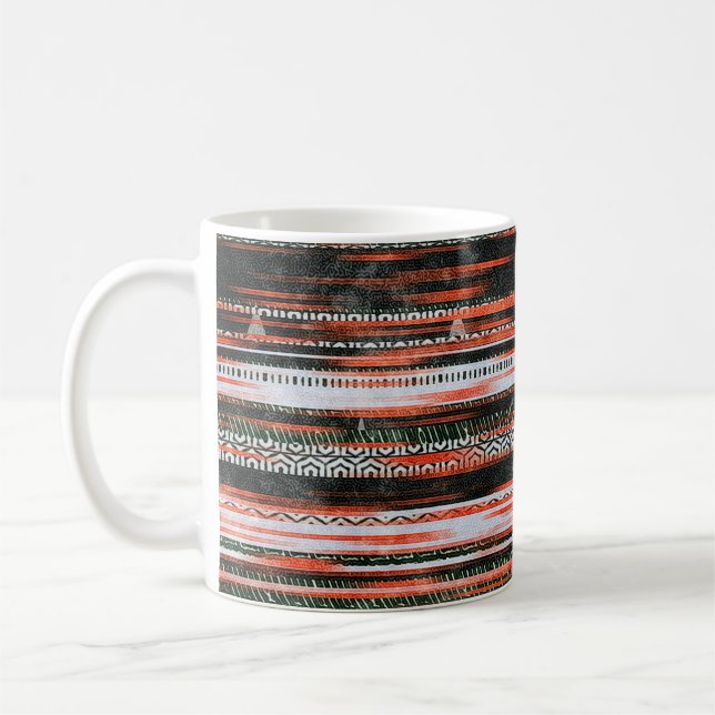Seamless ethnic tribal pattern stripes rug design. coffee mug (Left)