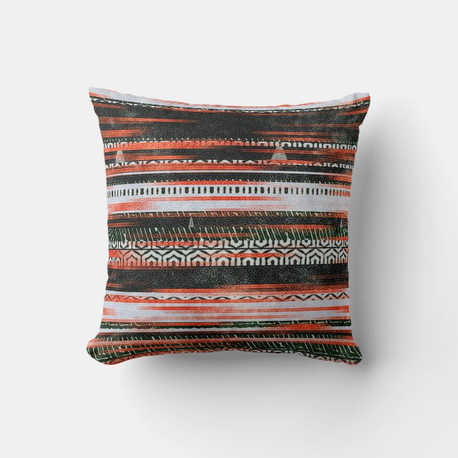 Seamless ethnic tribal pattern stripes rug design. cushion (Front)